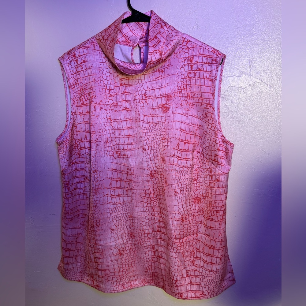Chico's Black Label Pink Snakeskin Silky Sleeveless Blouse